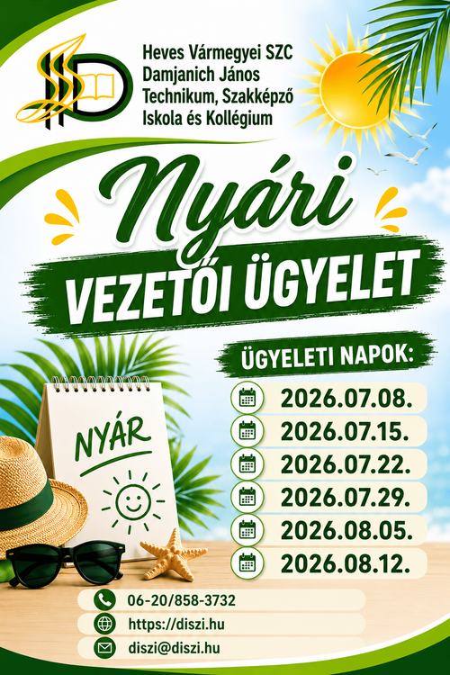 2026. nyári vezetői ügyelet